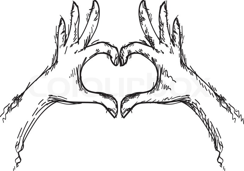 800x561 Hand Making Heart Sign,doodle Vector Stock Vector Colourbox