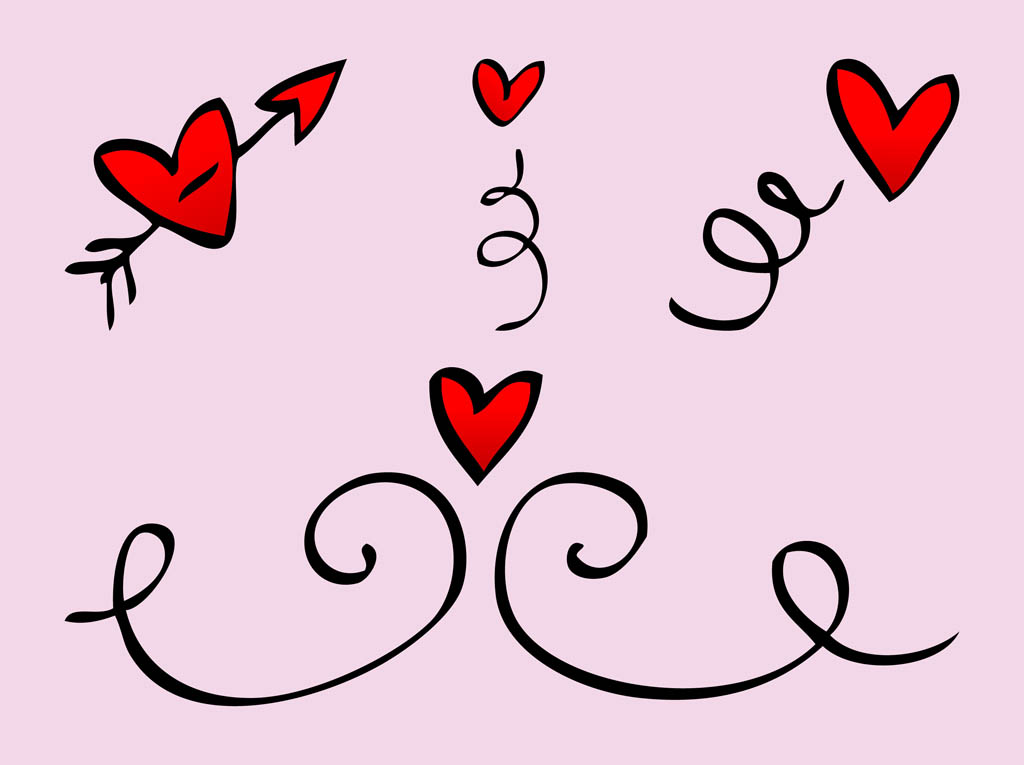 1024x765 Heart Doodles Vector Vector Art Graphics