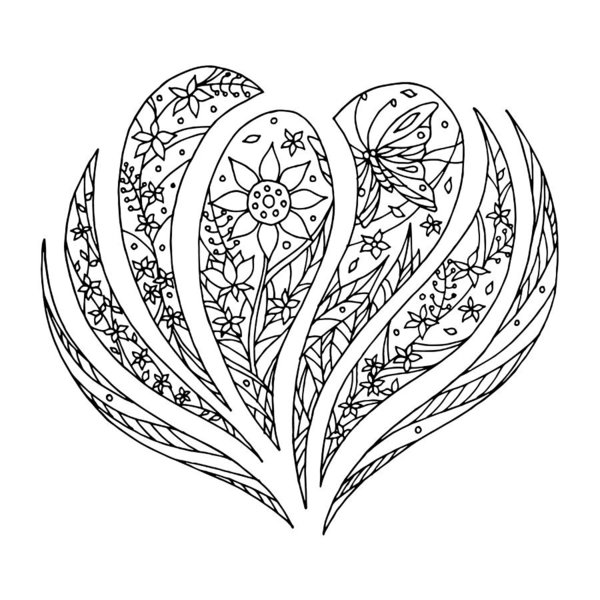 600x600 Heart Symbol Hand Drawing Art Line Doodle Vector Illustration