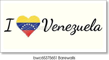 435x241 I Love Country Venezuela, Text Heart Doodle, Vector Calligraphic