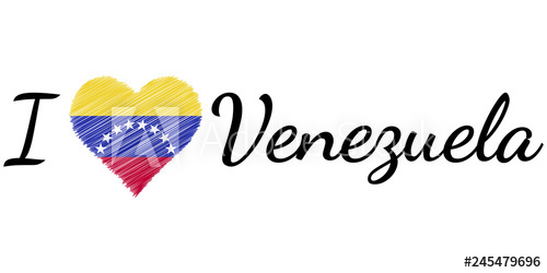 500x250 I Love Country Venezuela, Text With Heart Doodle, Vector