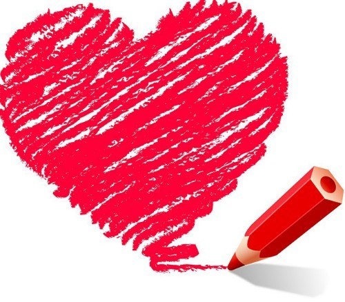 500x438 Free Crayon Drawing Love Heart Vector