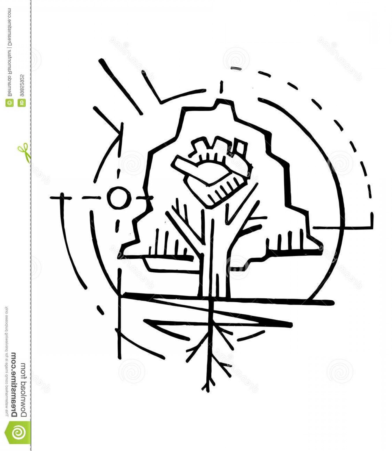 1356x1560 Hand Drawn Vector Illustration Ink Drawing Human Heart Tree Symbol