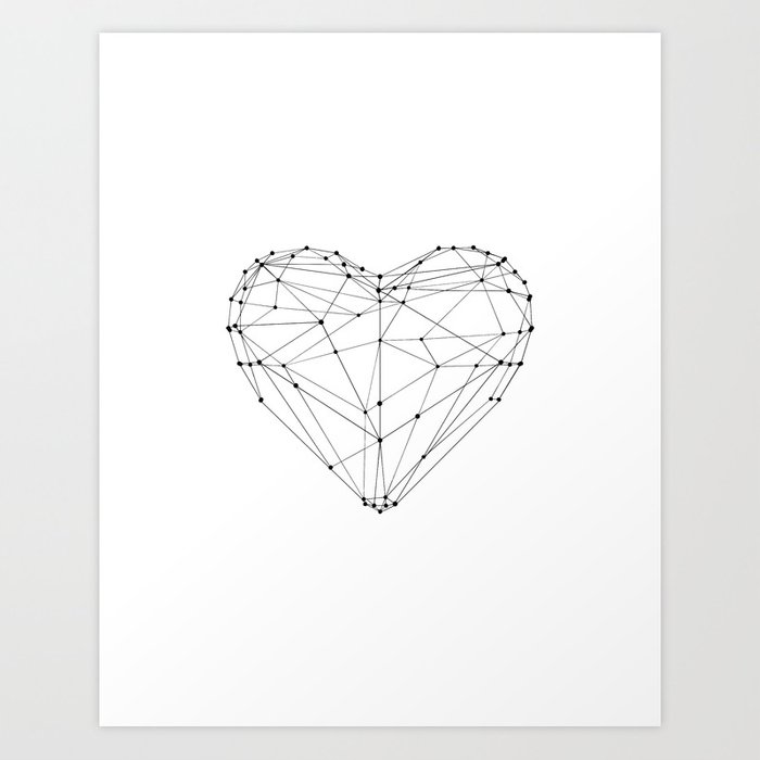 700x700 Love Heart Geometric Polygon Drawing Vector Illustration