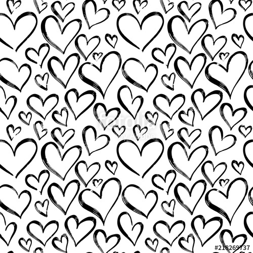 500x500 Pattern Of Hearts Hand Drawn Vector Sketch Seamless Heart Art