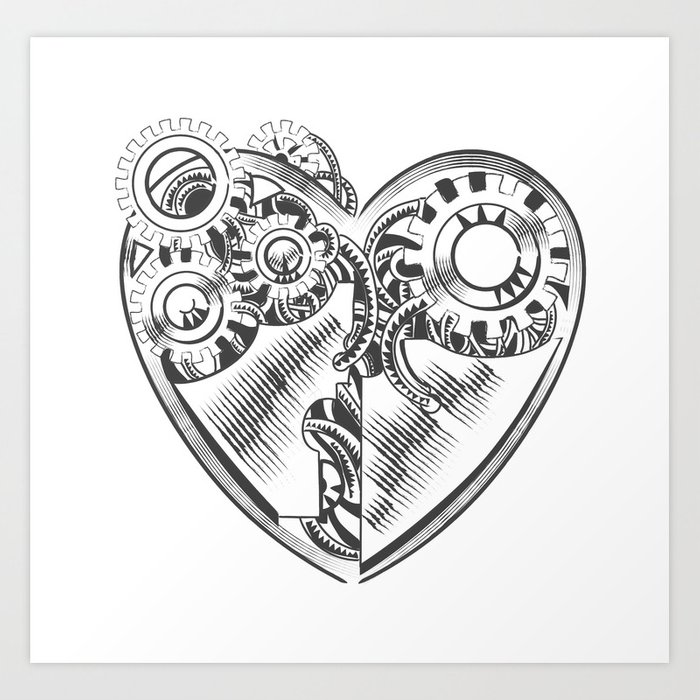 700x700 Steampunk Hipster Vector Drawing Valentine Heart Art Element