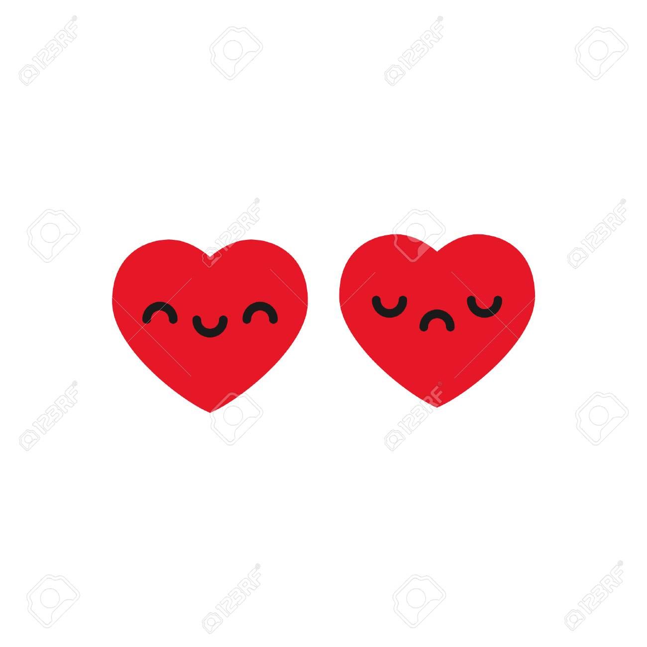 Happy And Sad Heart Emojis Vector Illustration 1300x1300 Happy And Sad Heart Emojis Vector Illustration