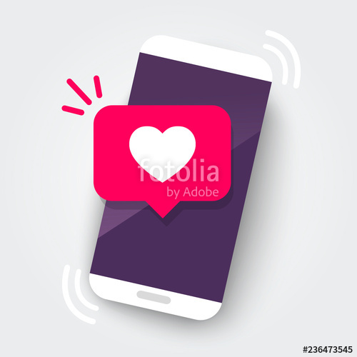 Vector Illustration Smartphone With Heart Emoji Speech Bubble Get 500x500 Vector Illustration Smartphone With Heart Emoji Speech Bubble Get