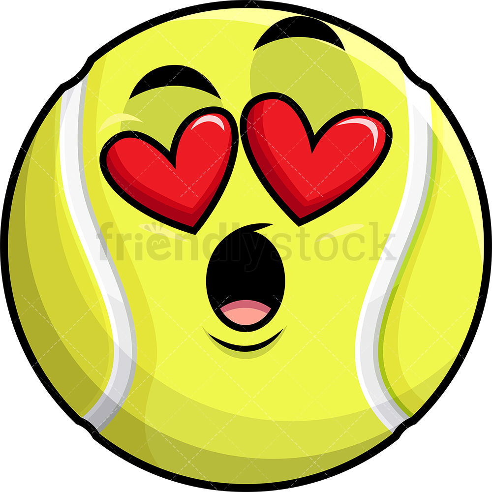 In Love Tennis Ball Emoji Cartoon Clipart Vector 1000x1000 In Love Tennis Ball Emoji Cartoon Clipart Vector