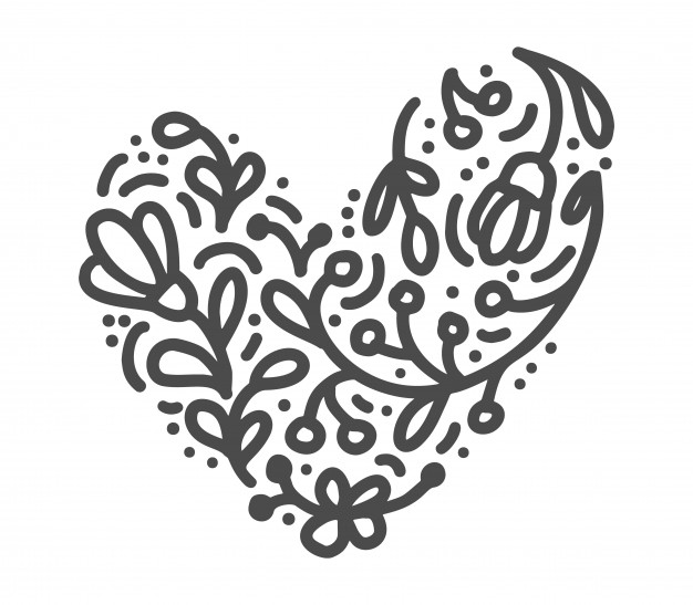 626x547 Hand Drawn Scandinavian Velentines Day Heart With Ornament
