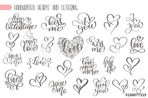 500x333 Big Set Hand Written Lettering About Love To Valentines Day