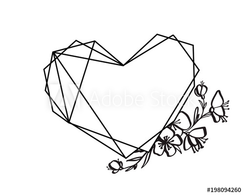 Graphic Floral Geometry Heart Frame Vector Leaves And Flowers 500x400 Graphic Floral Geometry Heart Frame Vector Leaves And Flowers