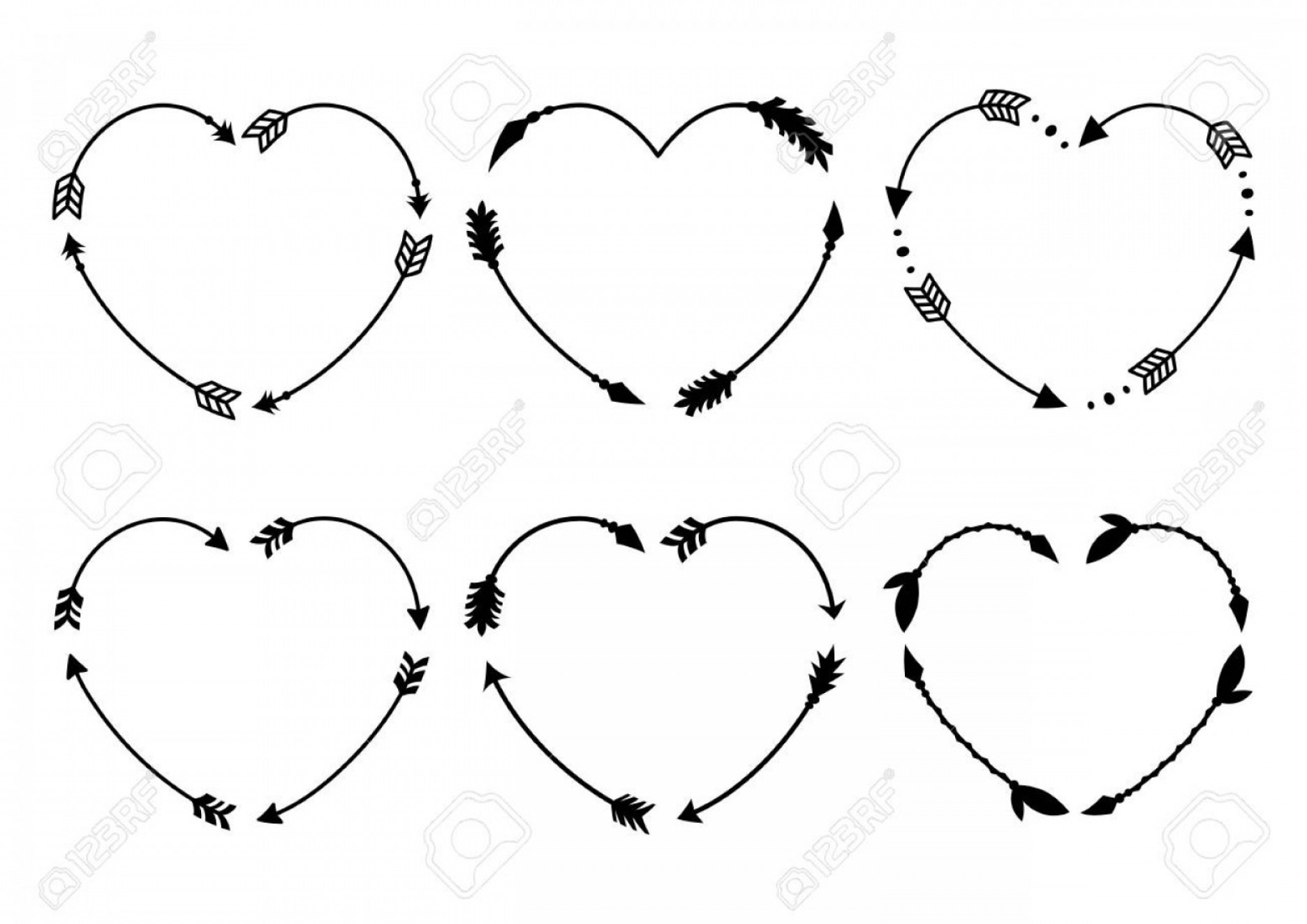Photostock Vector Heart Arrow Frames For Monograms Arrows In Boho 1872x1324 Photostock Vector Heart Arrow Frames For Monograms Arrows In Boho