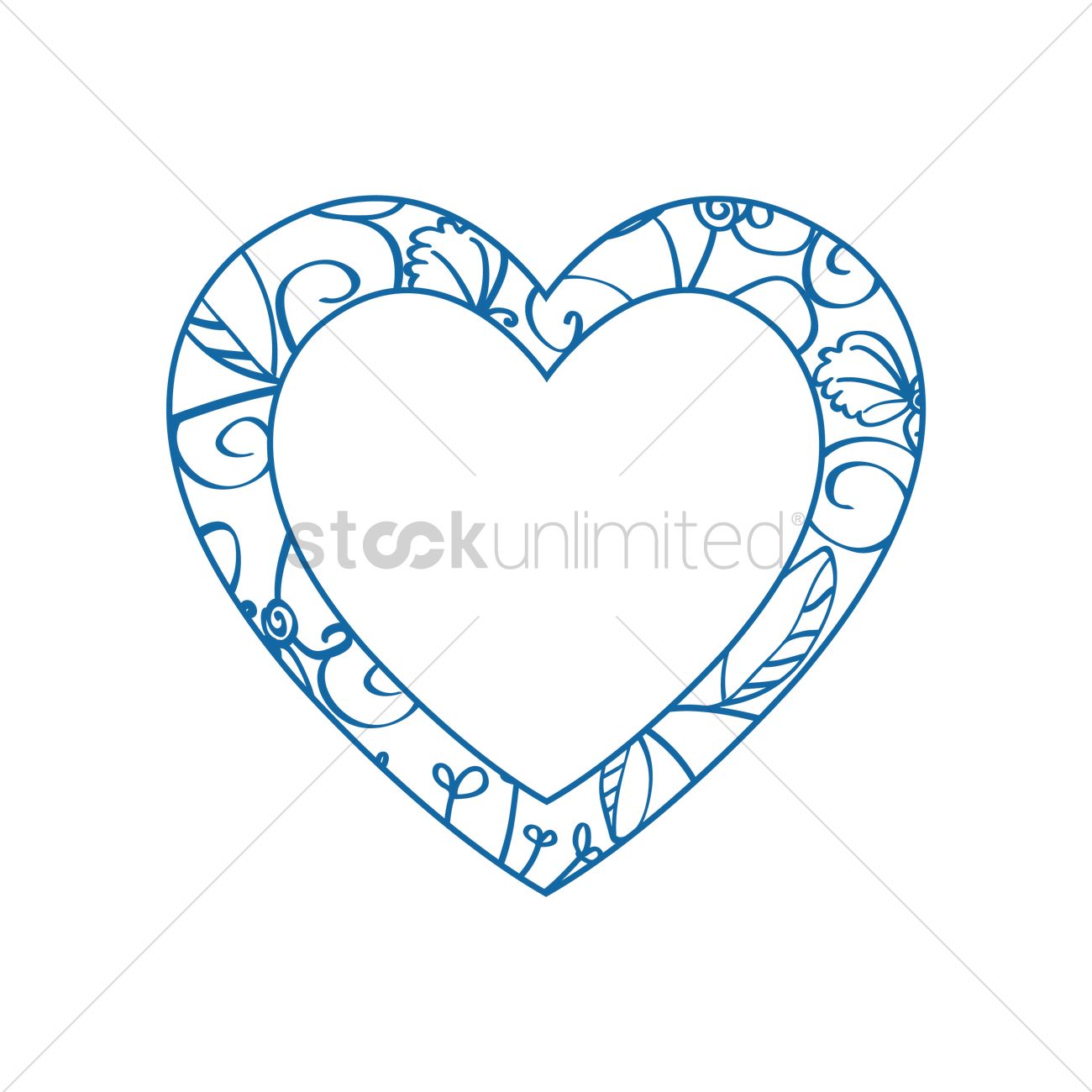Blue Heart Frame Vector Image 1300x1300 Blue Heart Frame Vector Image