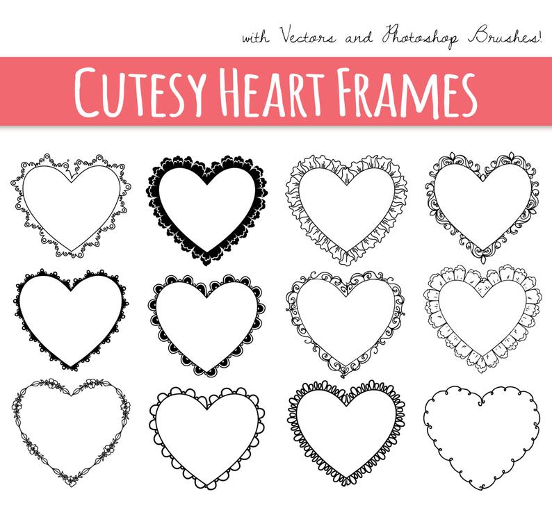 Cutesy Heart Frames Digital Frame Clip Art Decorative Etsy 794x731 Cutesy Heart Frames Digital Frame Clip Art Decorative Etsy