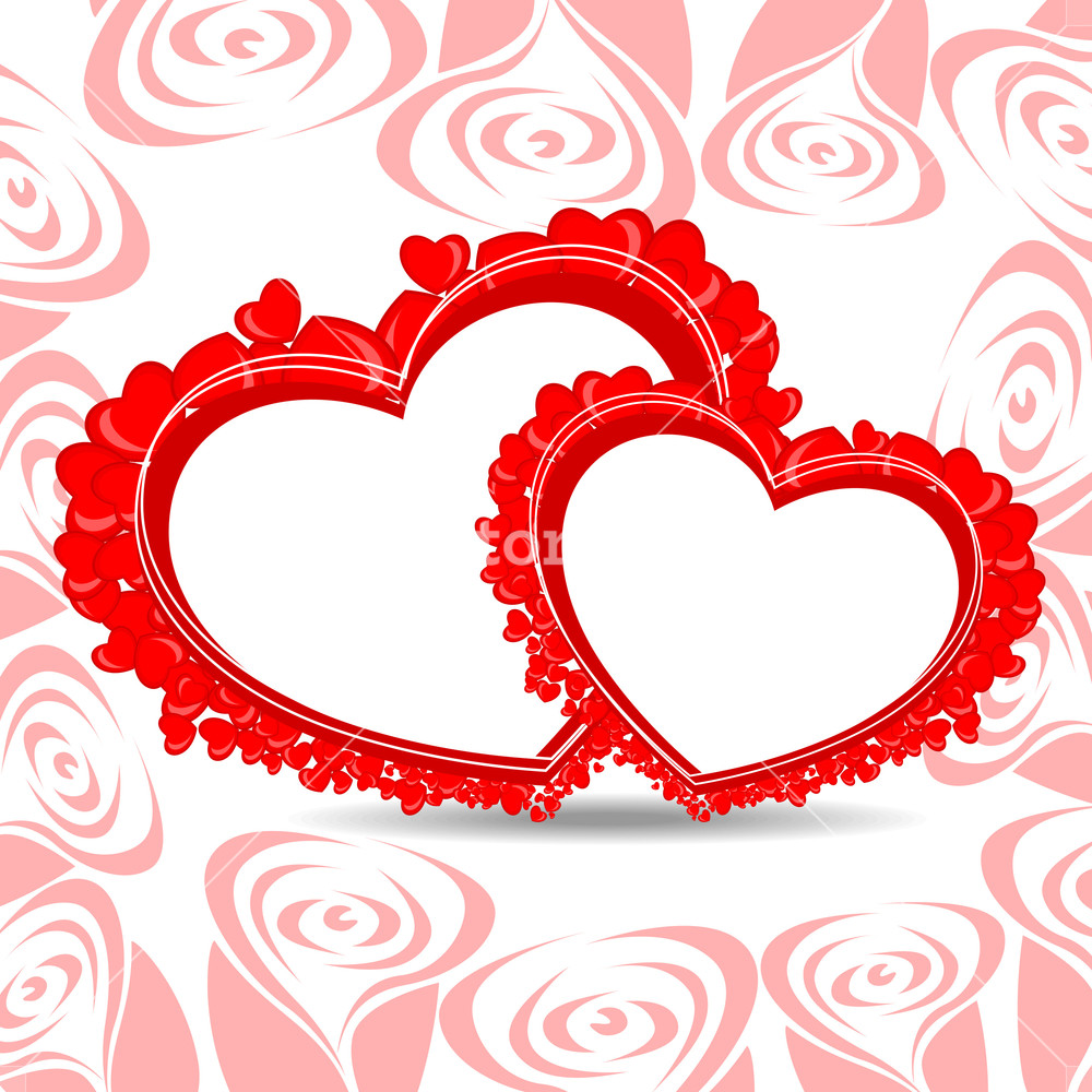 1000x1000 Vector Illustration Of Two Heart Shape Frame With Copy Space