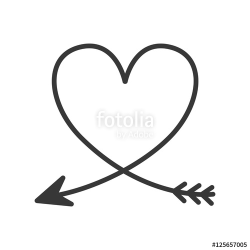 500x500 Silhouette Of Heart With Arrow Vector Illustration Stock Image