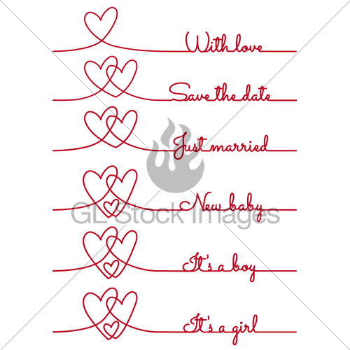 Heart Line Drawing With Text For Cards, Vector Gl Stock Images 500x500 Heart Line Drawing With Text For Cards, Vector Gl Stock Images
