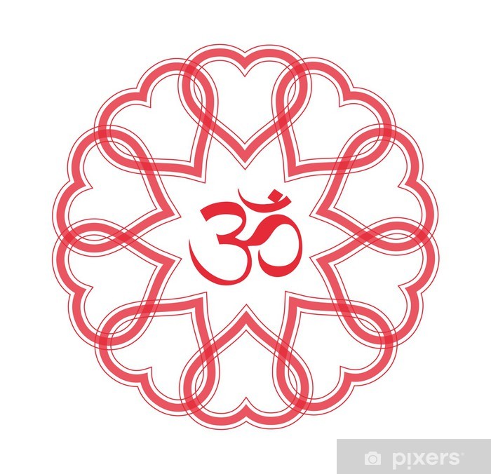 Om Mandala Heart Vector Wall Mural 700x676 Om Mandala Heart Vector Wall Mural