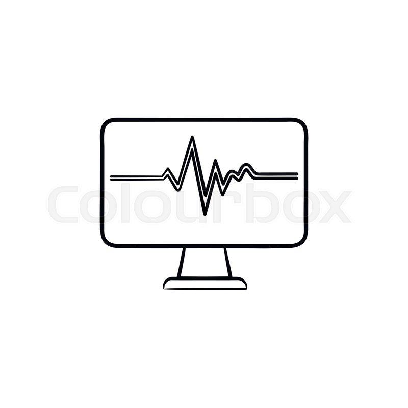 800x800 Ecg Monitor With Heart Beat Hand Drawn Stock Vector Colourbox