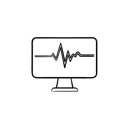450x450 Ecg Monitor With Heart Beat Hand Drawn Outline Doodle Icon
