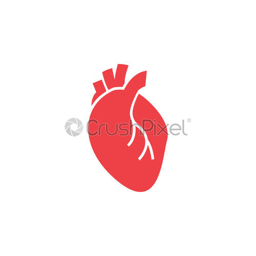 500x500 Heart Organ Icon Design Template Vector Isolated, Stock Vector