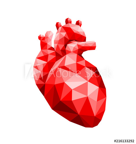 471x500 Polygonal Art Of Human Heart Design Faceted Low Poly Geometry