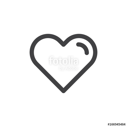 500x500 Heart Line Simple Icon, Outline Vector Sign, Linear Style