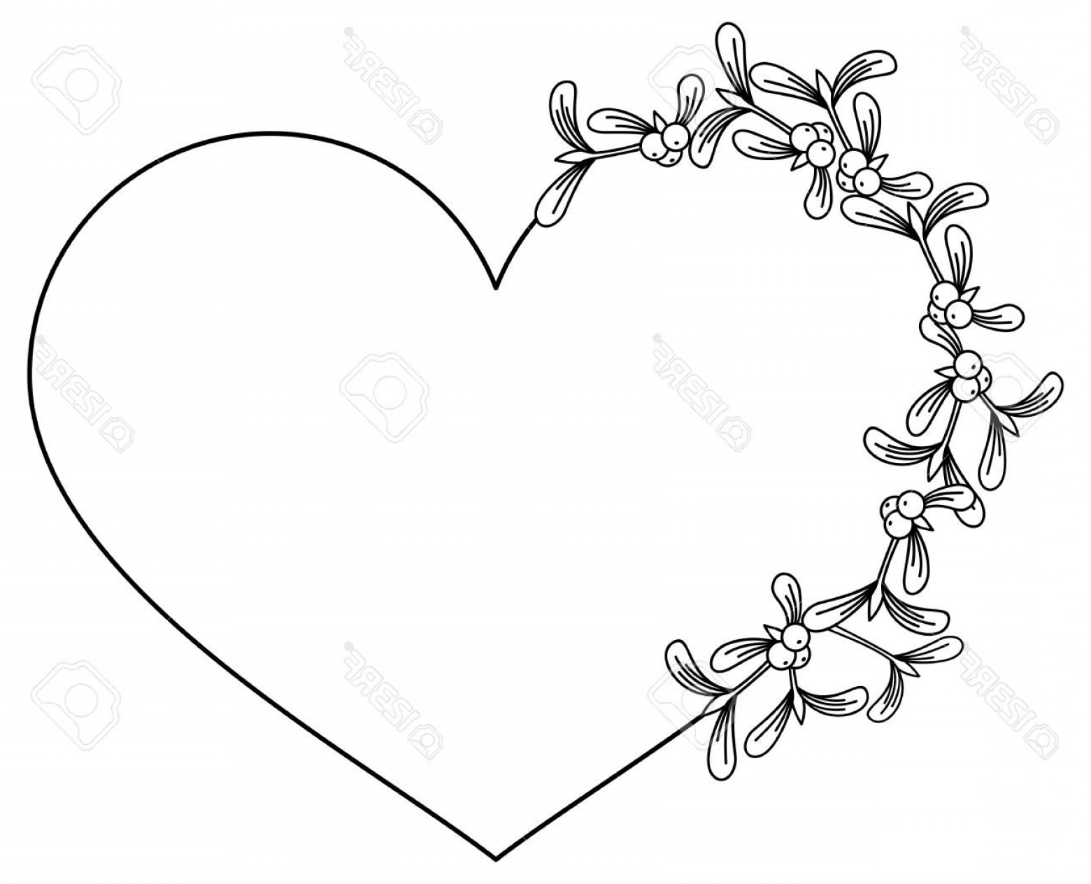 1560x1264 Photostock Vector Heart Shaped Frame And Mistletoe Copy Space