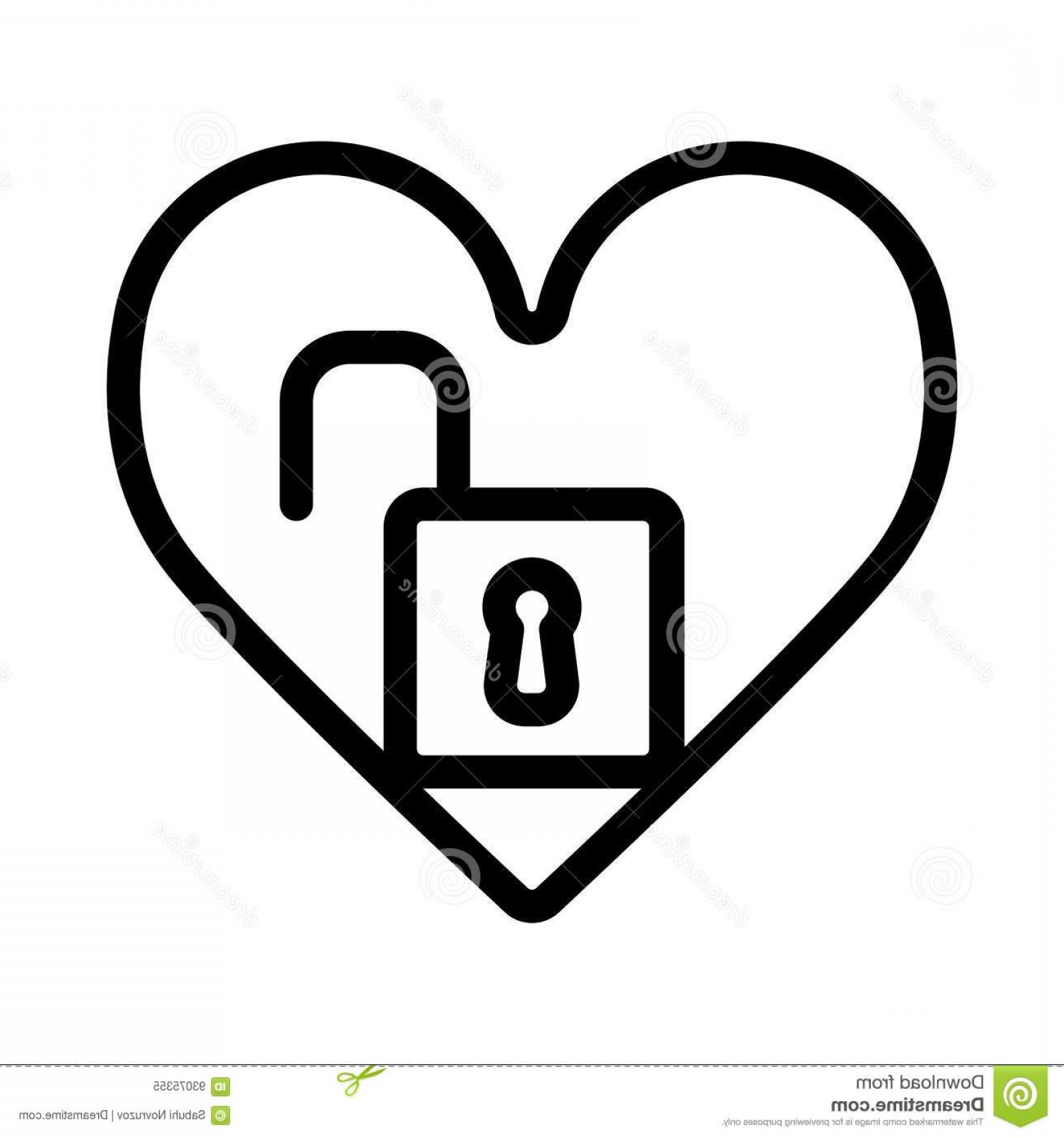 1560x1668 Stock Illustration Heart Open Lock Vector Icon Black White Love