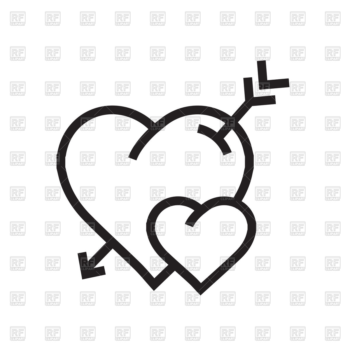 1200x1200 Cartoon Hearts With Arrow Icon Outline Vector Image Of Icons