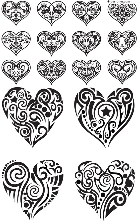 550x886 Designer Heart Shaped Pattern Pattern Vector Material