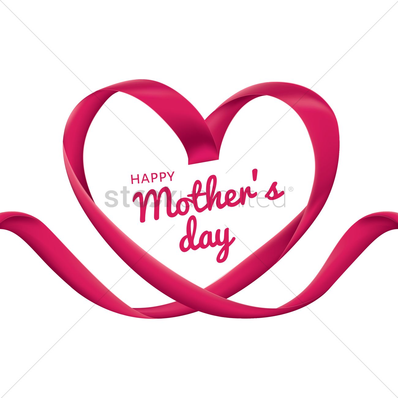 1300x1300 Happy Mothers Day Card With Heart Ribbon Vector Image
