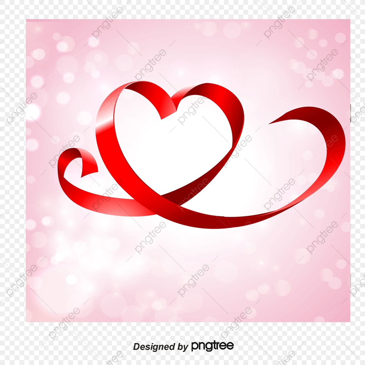 1200x1200 Creative Double Heart Ribbon Halo Background Vector Material