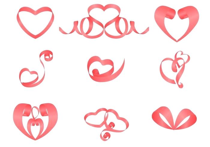 700x490 Hearts Ribbons Happy Valentines Day Card With Red Vector