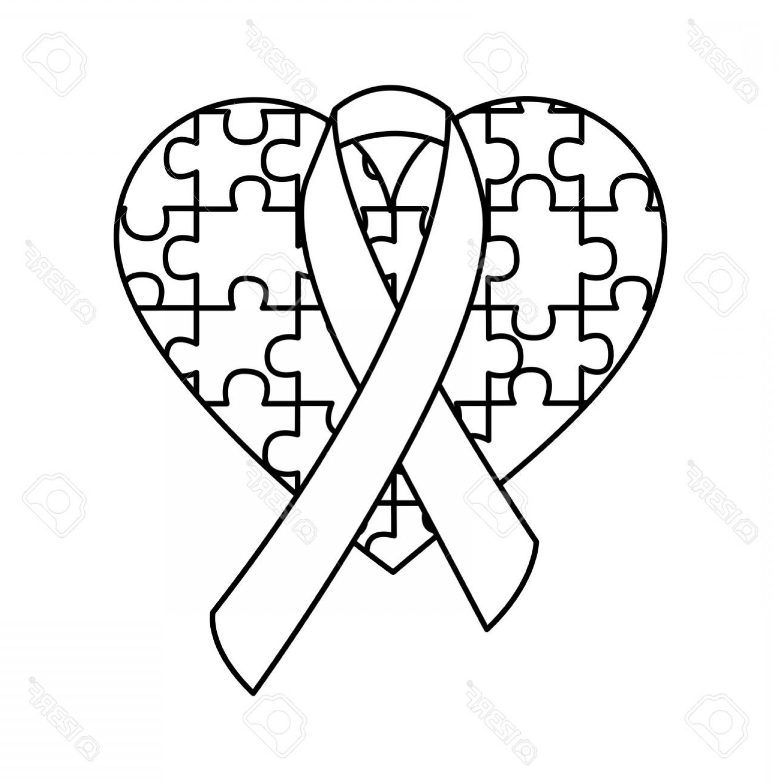 1560x1560 Photostock Vector Puzzle Heart Ribbon Autism Awareness Vector