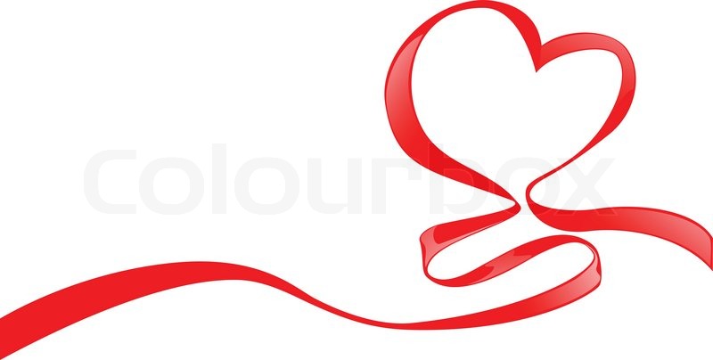 800x404 Red Ribbon With Heart's Shape For Stock Vector Colourbox