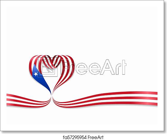 560x470 Free Art Print Of Puerto Rican Flag Heart Shaped Ribbon Vector