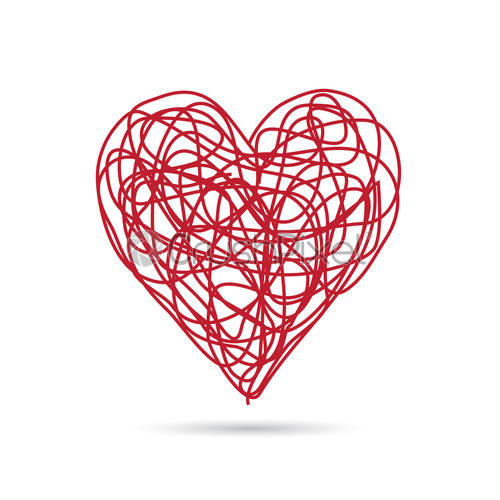 500x500 Vector Sign Scribble Of Red Heart, Stock Vector Crushpixel