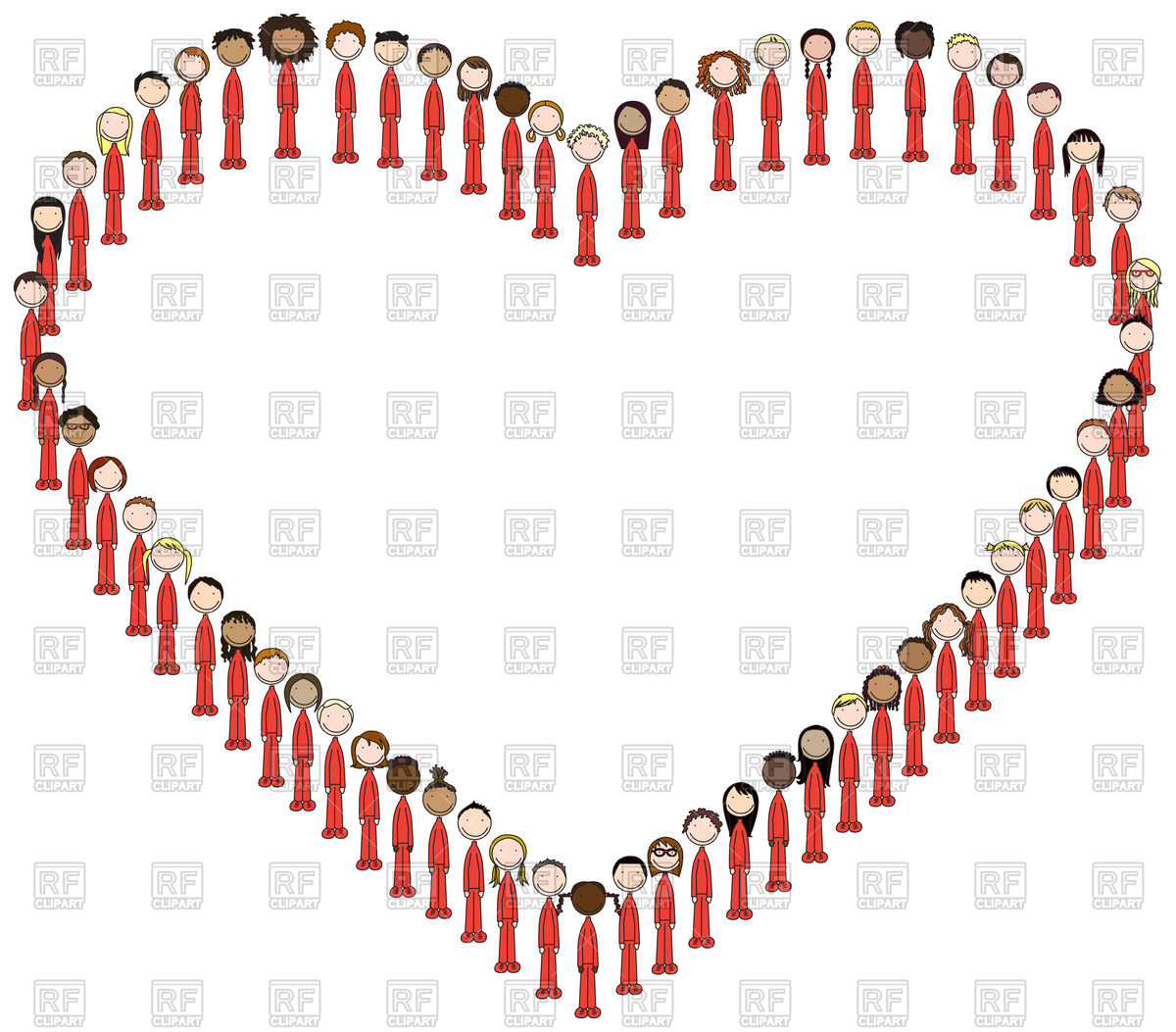 1200x1053 Happy Kids Of World Standing In Heart Shape Vector Image Of People