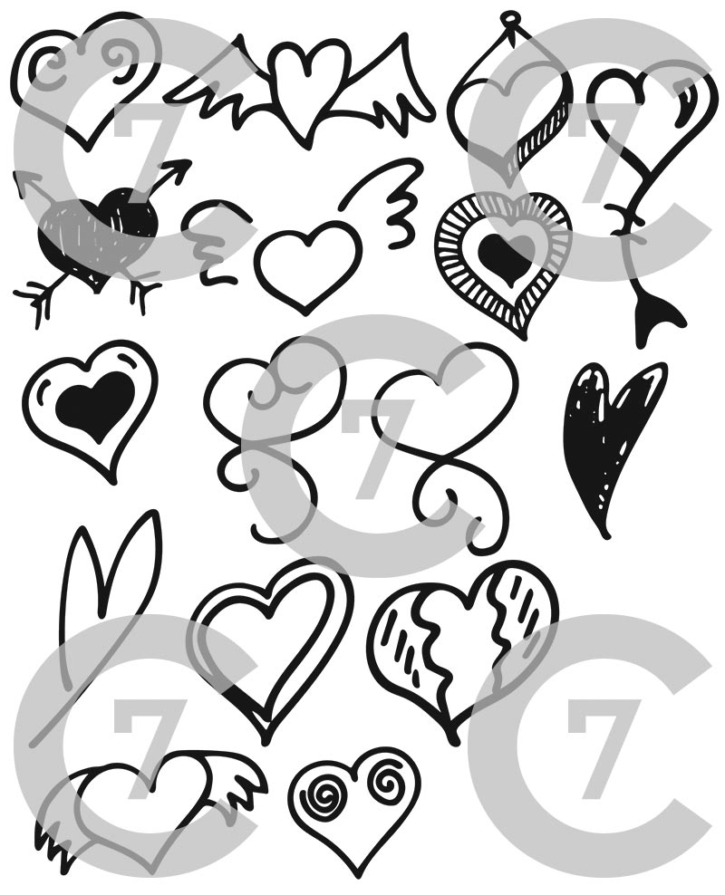 800x988 Heart Shape Vector Art Pack Set Of Hand Drawn Vectorized