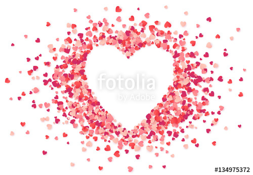 500x346 Heart Shape Vector Pink Confetti Splash With White Heart Hole