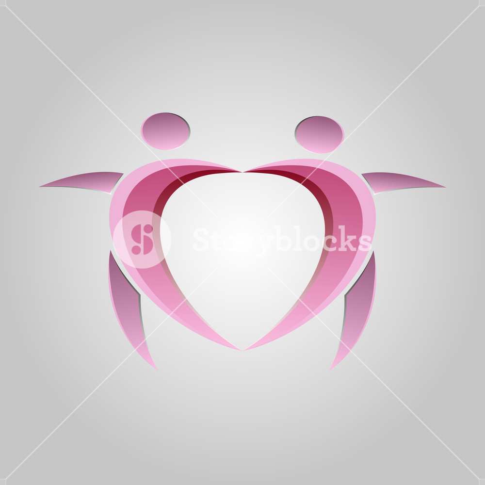 1000x1000 People Dancing Healthcare Symbol Heart Shape Vector Logo Icon