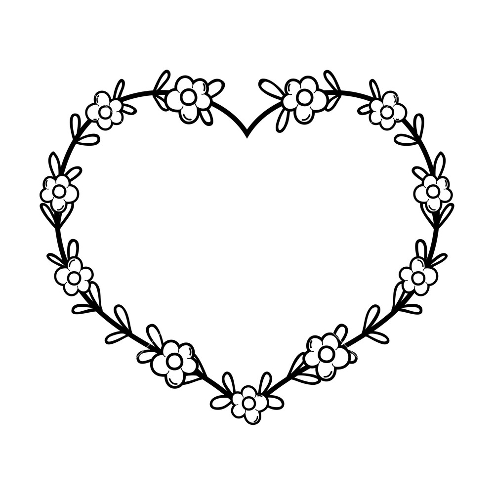1000x1000 Floral Decoration With Heart Shape Vector Illustration Design