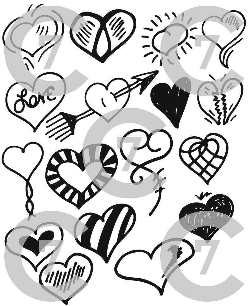 800x981 Heart Shape Vector Art Pack Set Of Hand Drawn Vectorized