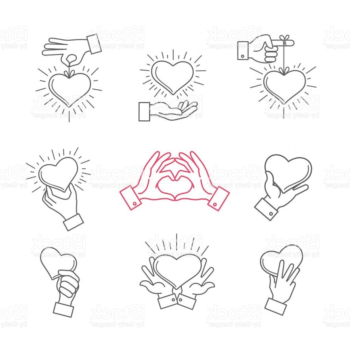 1228x1228 Lined Hand Love Signs Vector Hands Making Heart Shape Gm