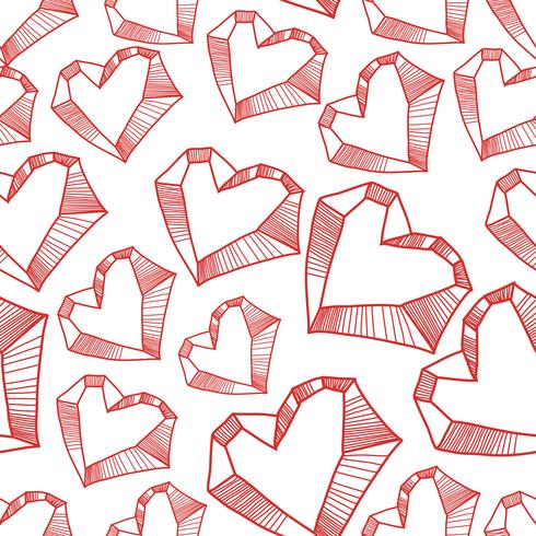 490x490 Seamless Pattern With Valentine Hearts, Sketch Drawing For Your