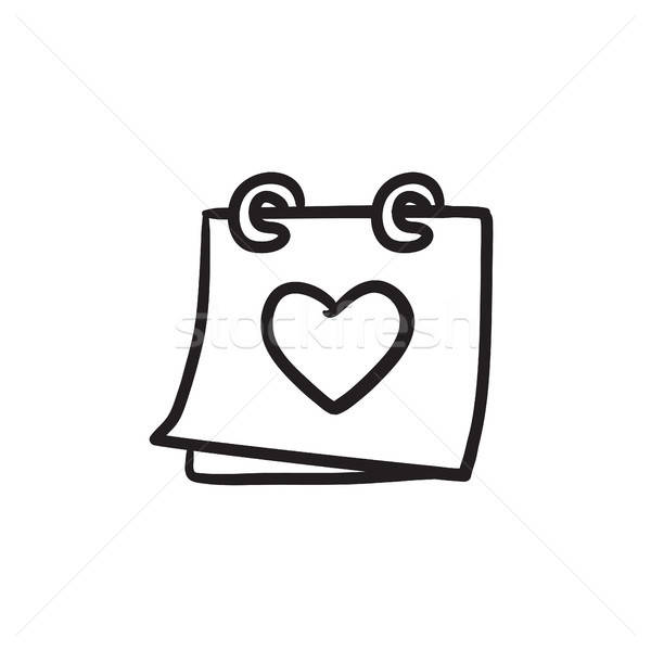 600x600 Calendar With Heart Sketch Icon Vector Illustration Andrei
