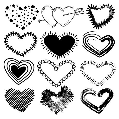 490x490 Doodles Set Of Valentines Day Hearts Hand Drawn Sketch Vector