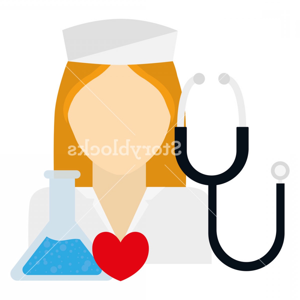 1200x1200 Medical Nurse With Stethoscope Vector Illustration Design